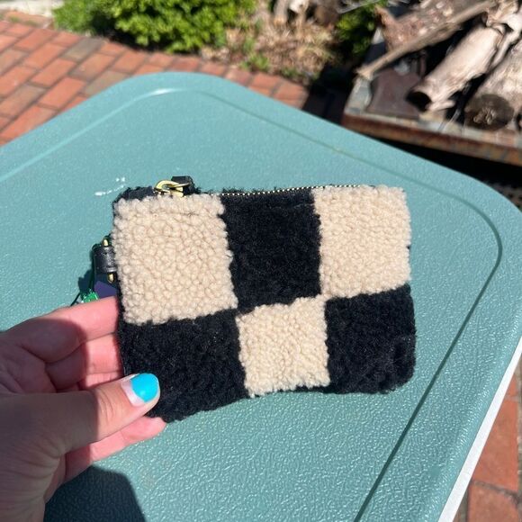 Primecut Checked Shearling Coin Purse NWT - Picture 3 of 6